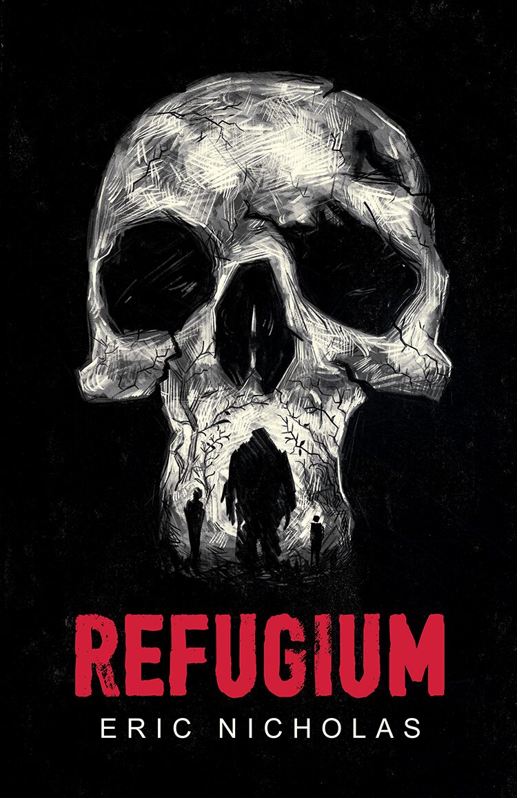 Refugium hardcover book cover – a prehistoric thriller by Eric Nicholas